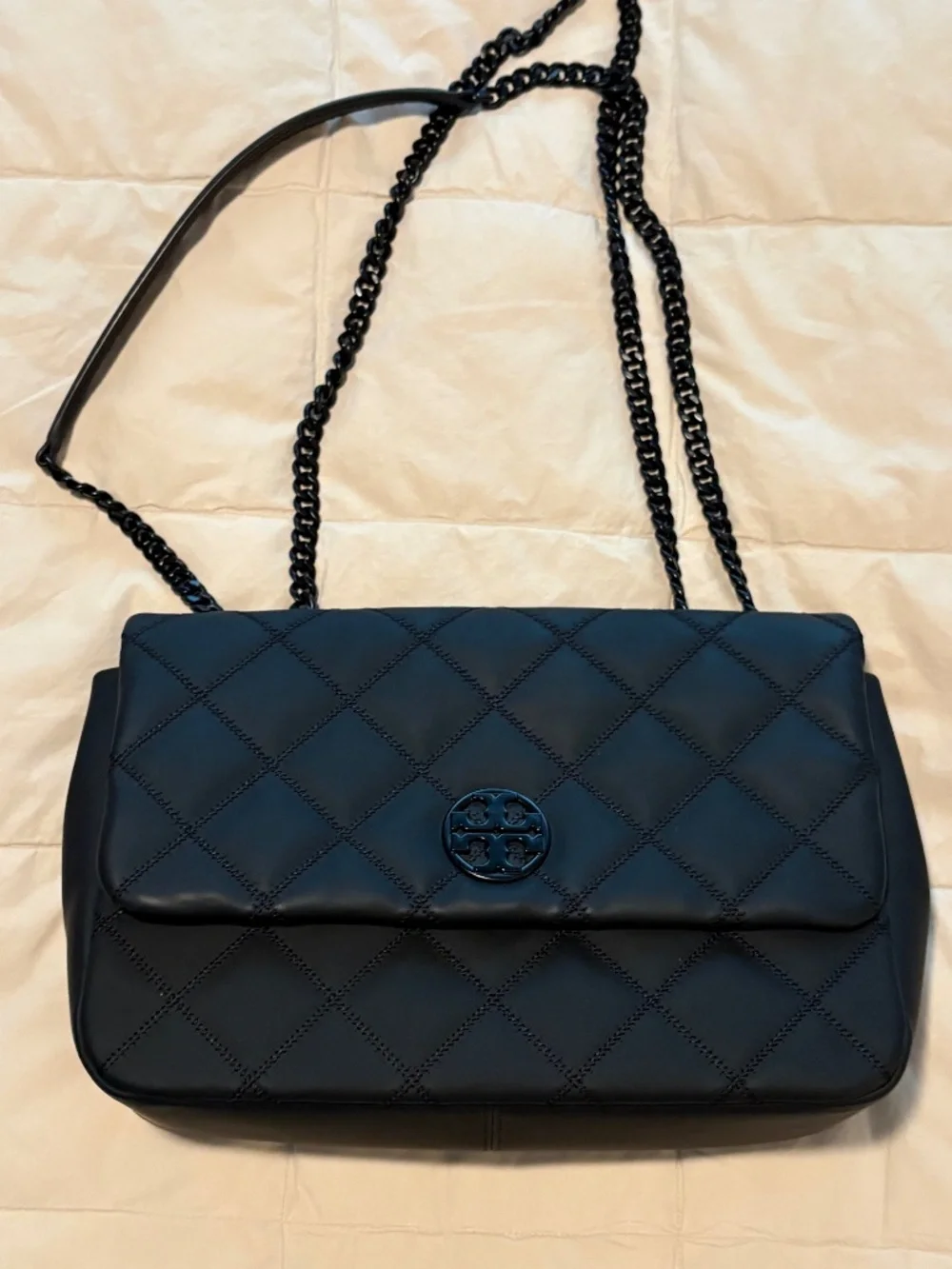 Tory Burch Matte Willa Handbag Bag Black Large